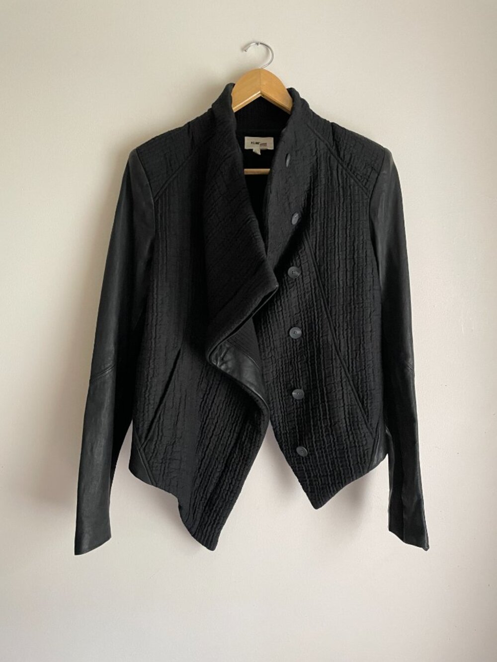 HELMUT LANG Asymmetrical Flap Collar Jacket Leather Details